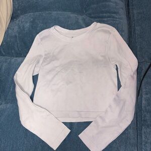 Chic White Cropped Long Sleeve Top